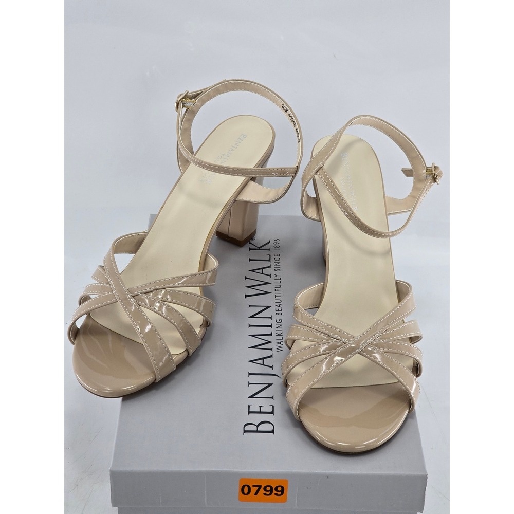 Benjamin Walk Touch Ups Maeve Sandals Womens 10W Nude Strappy Block Heel - NEW